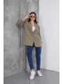 Kadın Oversize Tek Düğmeli Vatkalı Blazer Ceket