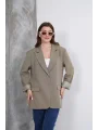 Kadın Oversize Tek Düğmeli Vatkalı Blazer Ceket