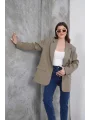 Kadın Oversize Tek Düğmeli Vatkalı Blazer Ceket