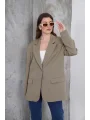Kadın Oversize Tek Düğmeli Vatkalı Blazer Ceket