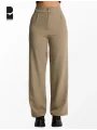 Kadın Yüksek Bel Düz Kesim Kumaş Pantolon