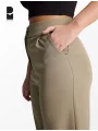 Kadın Yüksek Bel Düz Kesim Kumaş Pantolon