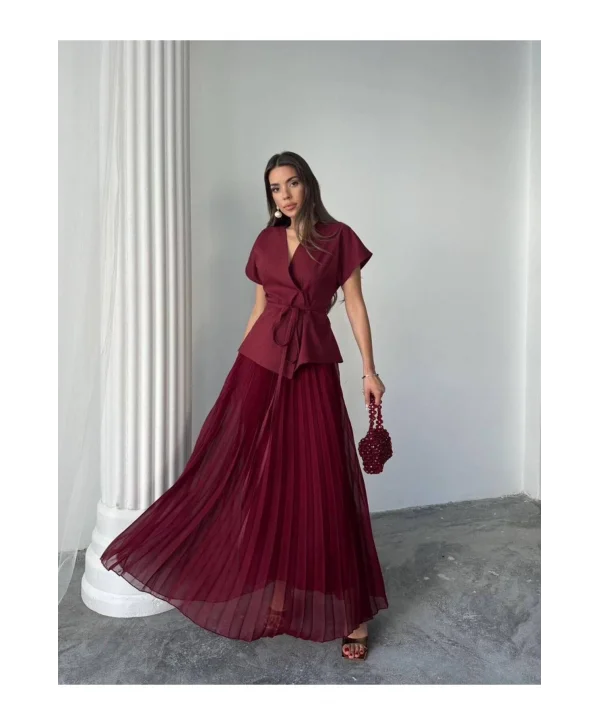 Kadın Piliseli Pinterest Model Etek Büstiyer Takım