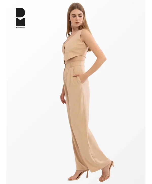 Kadın Camel Casual Crop Yelek