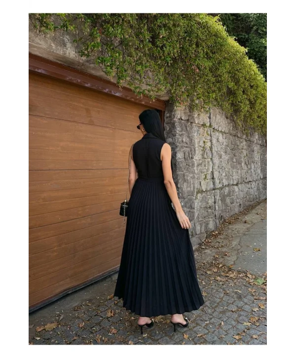 Kadın Ceket Yaka Eteği Pileli Elbise