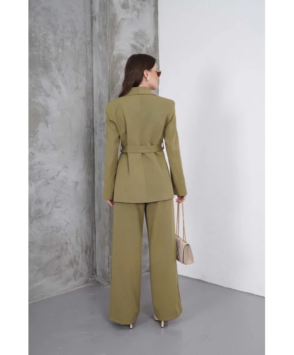 Kadın Haki Ceket Pantolon Takım