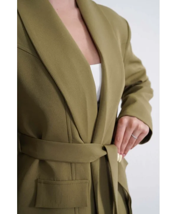 Kadın Haki Ceket Pantolon Takım