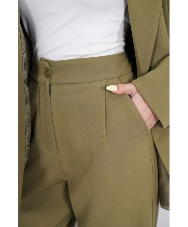 Kadın Haki Ceket Pantolon Takım