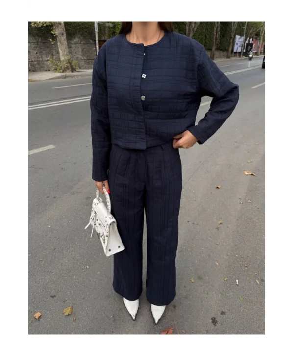 Kadın Kapitone Dokulu Oversize Ceket Pantolon Takım