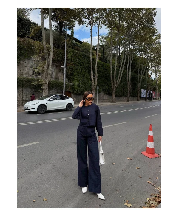 Kadın Kapitone Dokulu Oversize Ceket Pantolon Takım