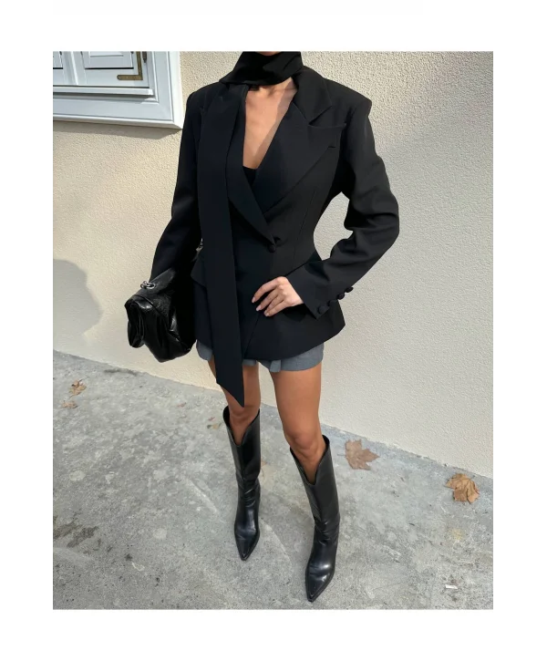 Kadın Modern Tasarım Şal Detaylı Ceket