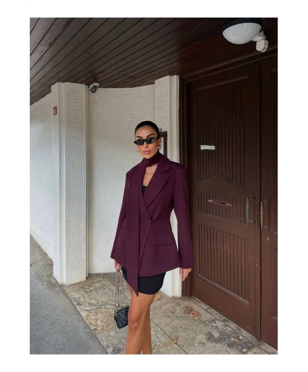 Kadın Modern Tasarım Şal Detaylı Ceket