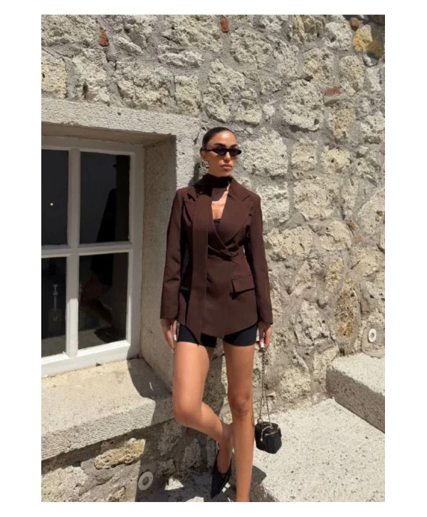 Kadın Modern Tasarım Şal Detaylı Ceket