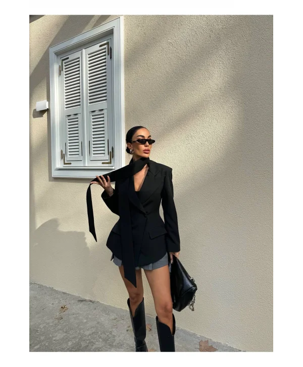 Kadın Modern Tasarım Şal Detaylı Ceket