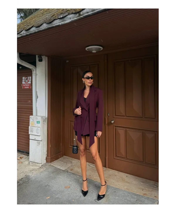 Kadın Modern Tasarım Şal Detaylı Ceket