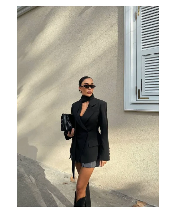 Kadın Modern Tasarım Şal Detaylı Ceket