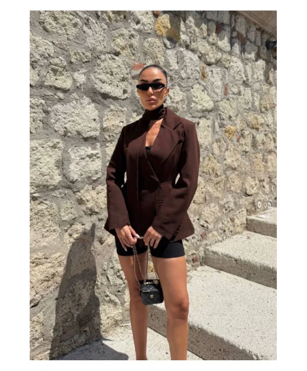 Kadın Modern Tasarım Şal Detaylı Ceket