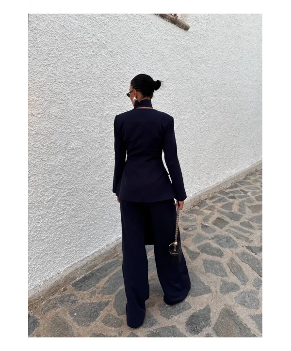 Kadın Modern Tasarım Şal Detaylı Pantolon Ceket Takımı