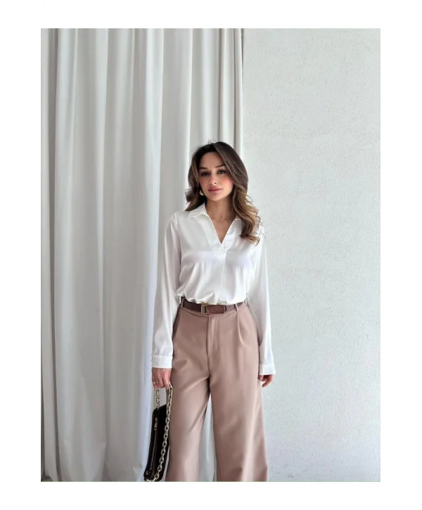 Kadın Saten Gömlek Bluz