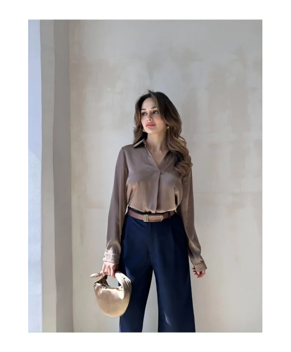 Kadın Saten Gömlek Bluz