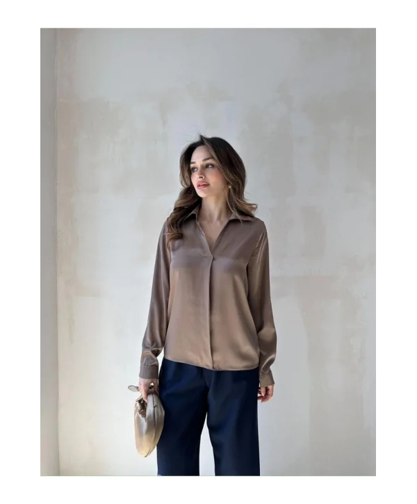 Kadın Saten Gömlek Bluz