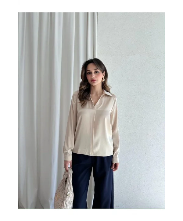 Kadın Saten Gömlek Bluz