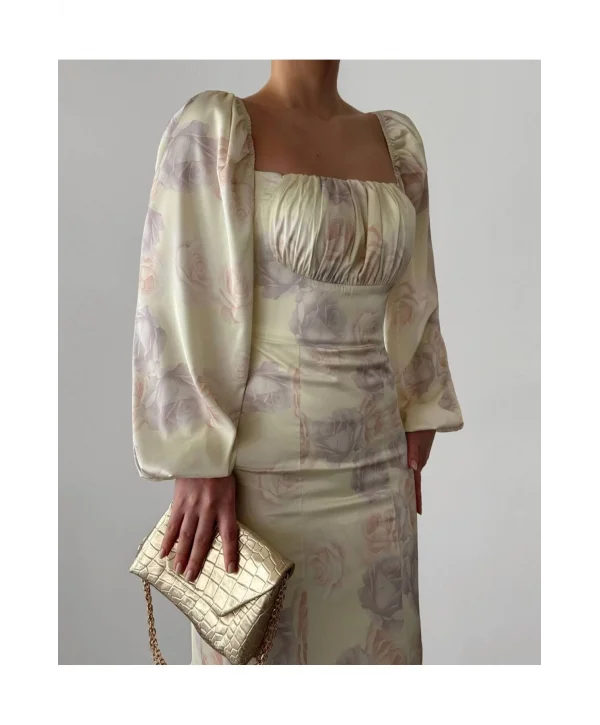 Kadın Saten Maxi Elbise