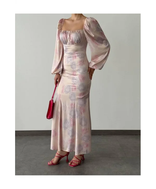 Kadın Saten Maxi Elbise