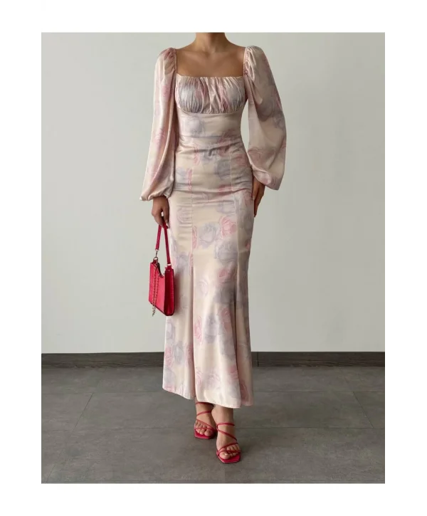 Kadın Saten Maxi Elbise