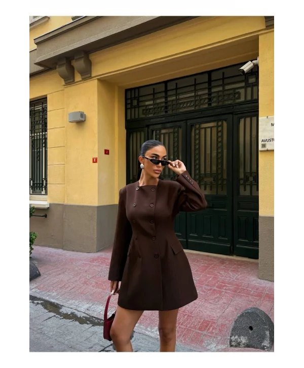 Kadın Uzun Kollu Kruvaze Ceket Elbise