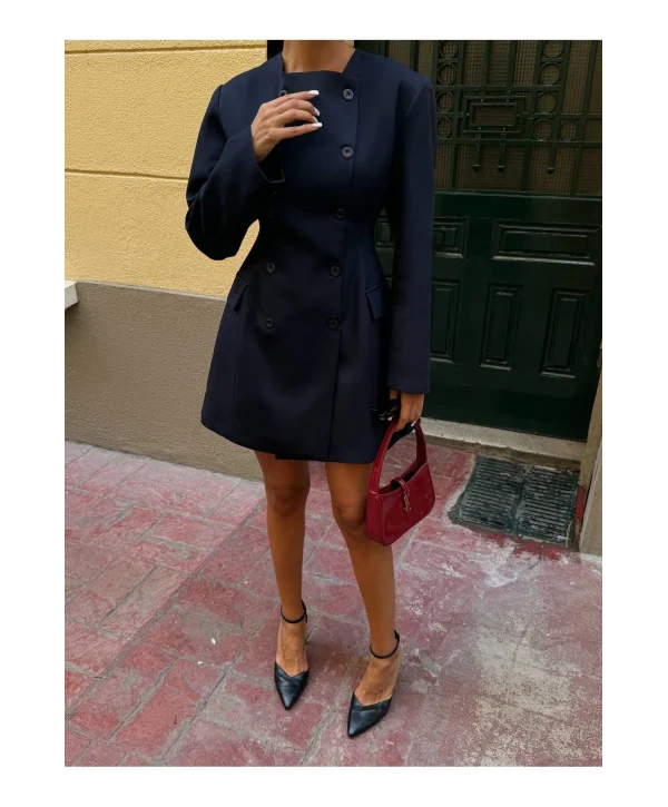 Kadın Uzun Kollu Kruvaze Ceket Elbise