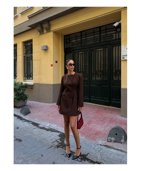 Kadın Uzun Kollu Kruvaze Ceket Elbise