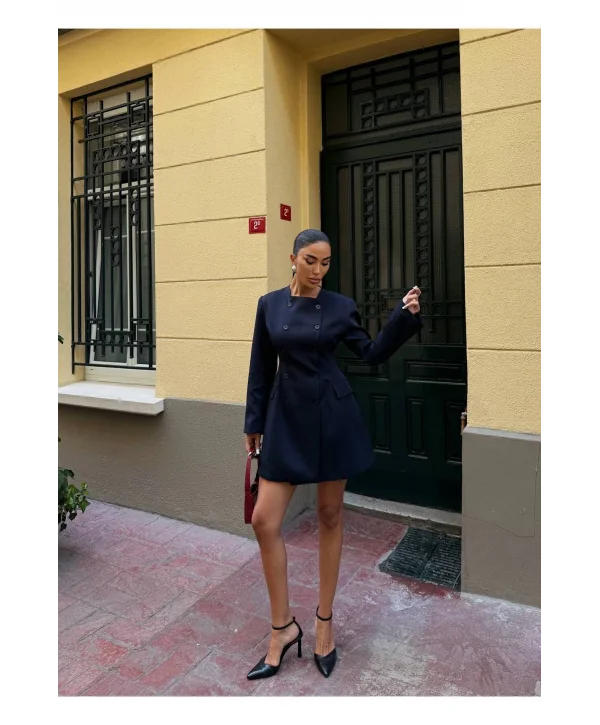 Kadın Uzun Kollu Kruvaze Ceket Elbise