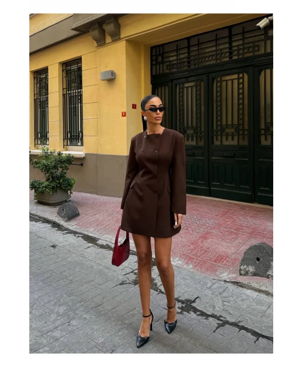 Kadın Uzun Kollu Kruvaze Ceket Elbise