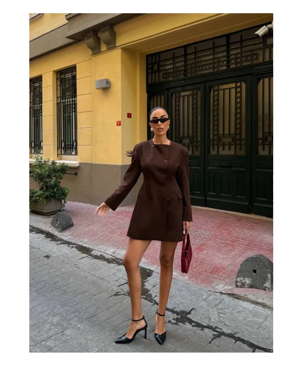 Kadın Uzun Kollu Kruvaze Ceket Elbise