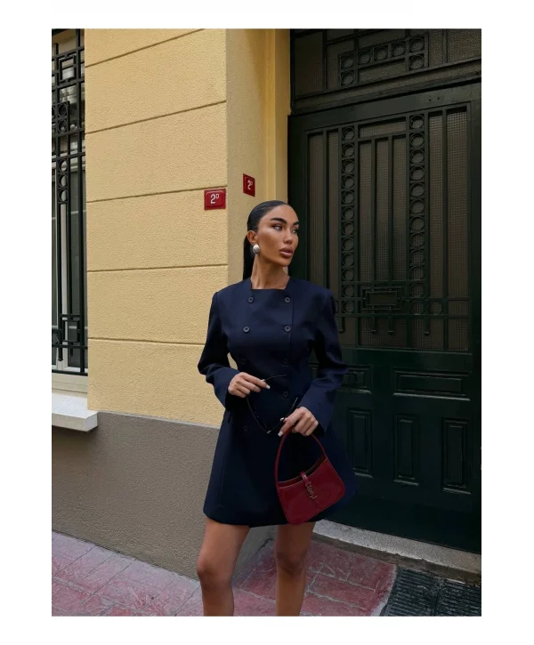 Kadın Uzun Kollu Kruvaze Ceket Elbise