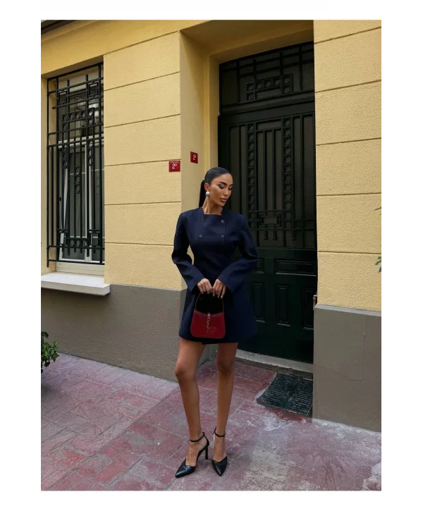 Kadın Uzun Kollu Kruvaze Ceket Elbise