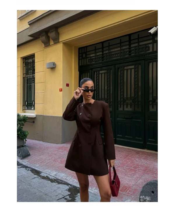 Kadın Uzun Kollu Kruvaze Ceket Elbise