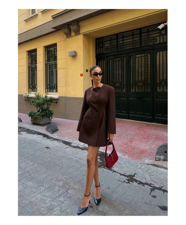 Kadın Uzun Kollu Kruvaze Ceket Elbise