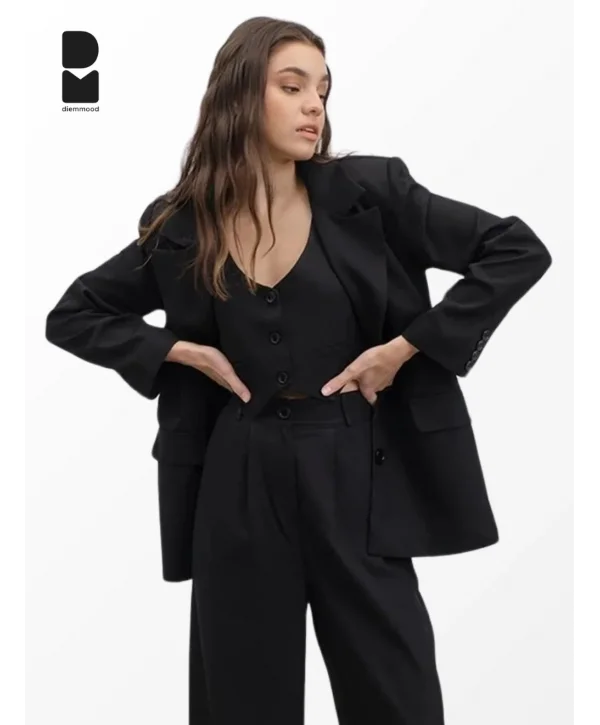 Kadın Siyah Casual Crop Yelek