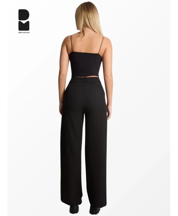 Kadın Yüksek Bel Düz Kesim Kumaş Pantolon