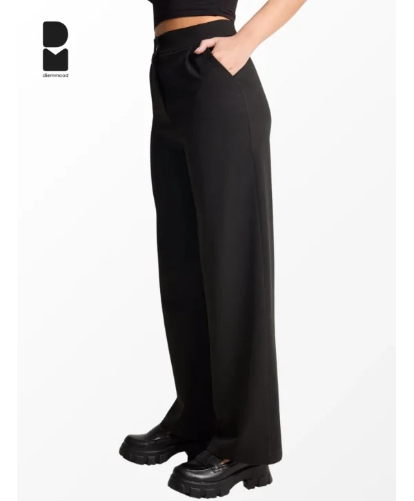 Kadın Yüksek Bel Düz Kesim Kumaş Pantolon