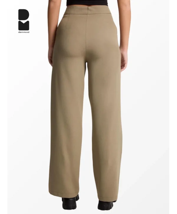 Kadın Yüksek Bel Düz Kesim Kumaş Pantolon