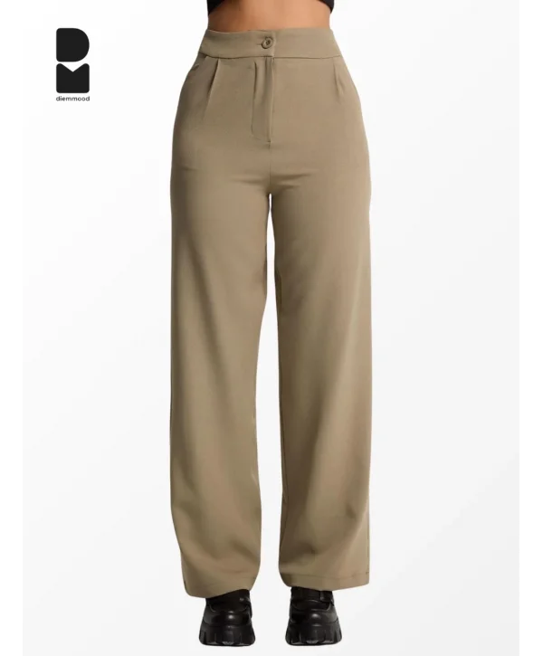 Kadın Yüksek Bel Düz Kesim Kumaş Pantolon