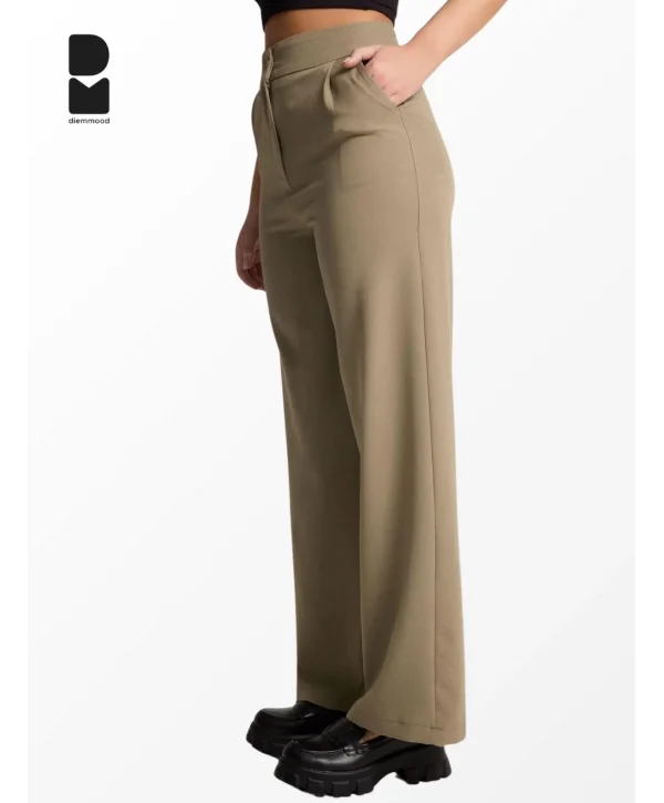 Kadın Yüksek Bel Düz Kesim Kumaş Pantolon