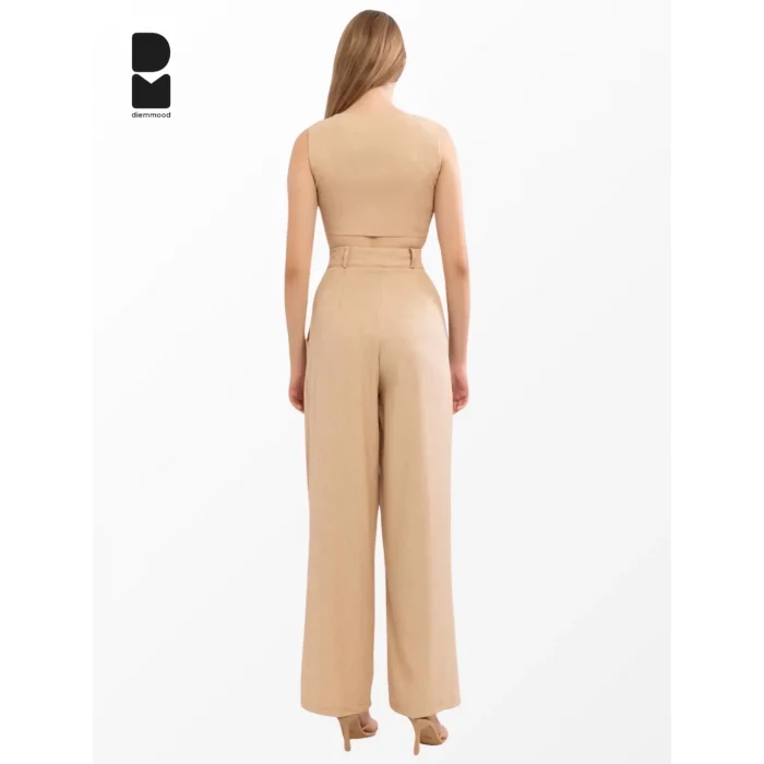 Kadın Camel Casual Crop Yelek