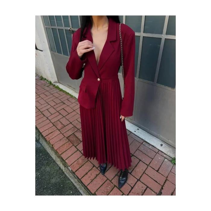 Kadın Ceket Pileli Elbise