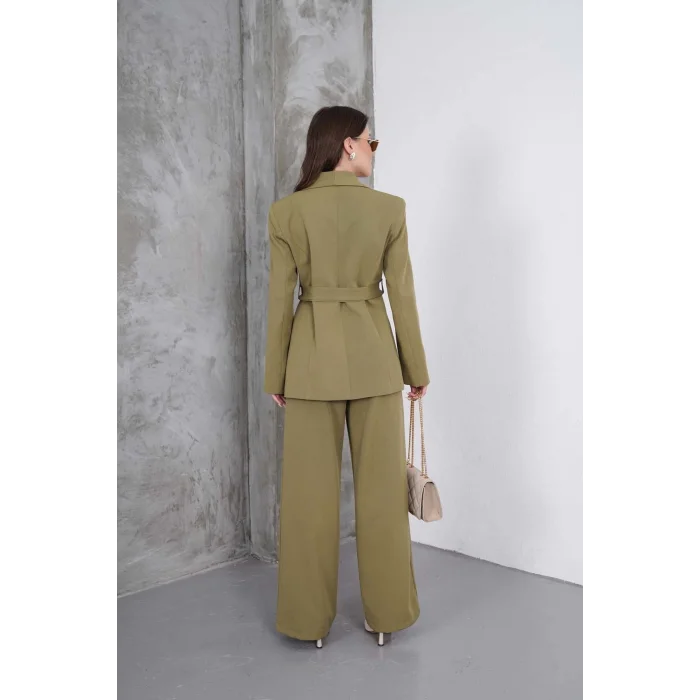Kadın Haki Ceket Pantolon Takım