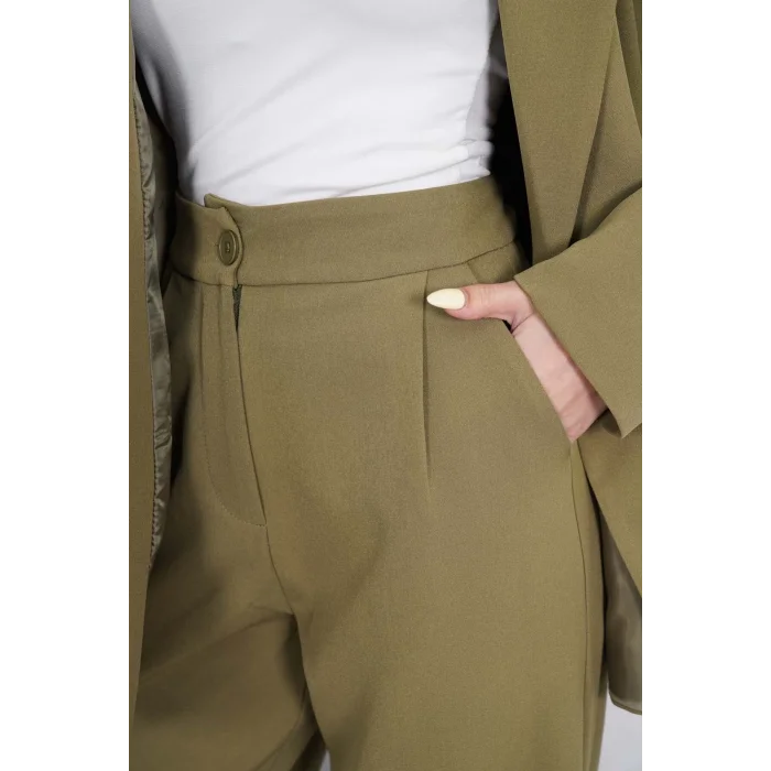 Kadın Haki Ceket Pantolon Takım