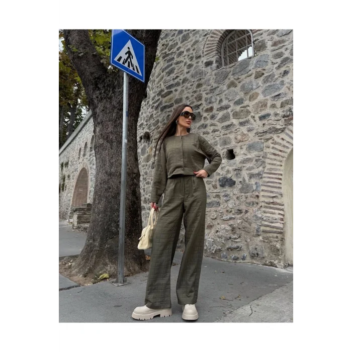 Kadın Kapitone Dokulu Oversize Ceket Pantolon Takım